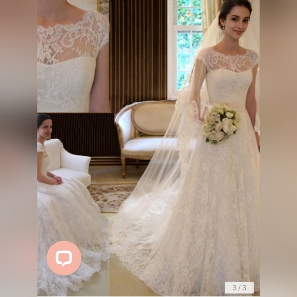 Elegant White Lace Wedding Dress - Picture 3 of 3